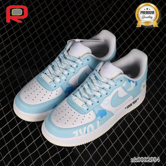 AF 1 Low White Blue Flowers Custom Shoes Sneakers - nk0002984 image 2