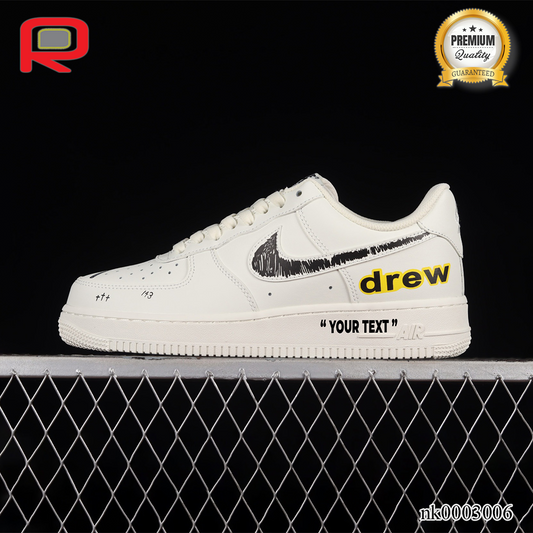 AF 1 07 Low Drew Beige Black Yellow Custom Shoes Sneakers - nk0003006 image 0