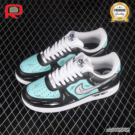 AF 1 07 Low Black White Blue Grey Custom Shoes Sneakers - nk0002982 image 2