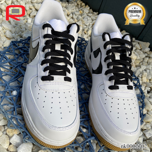 AF 1 White and Black Swoosh Drip Effect Custom Shoes Sneakers - nk0002702 image 2