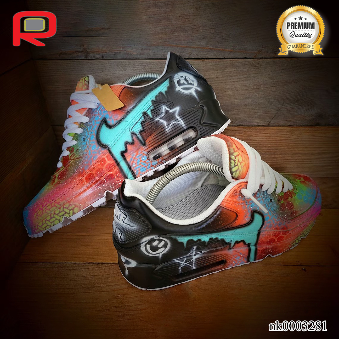 AM 90 Graffiti Drip Custom Shoes Sneakers - nk0003281 image 4