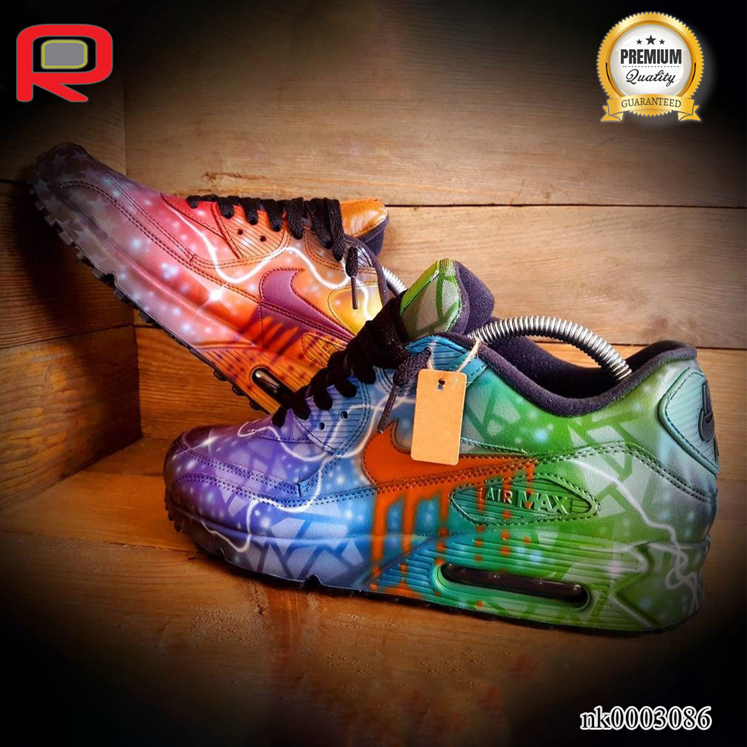 AM 90 Colour Graffiti-Black Custom Shoes Sneakers - nk0003086 image 4