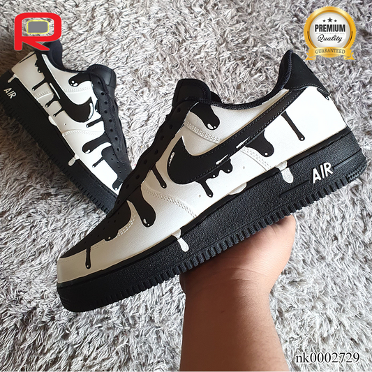 AF 1 White Black Drip Custom Shoes Sneakers - nk0002729 image 0