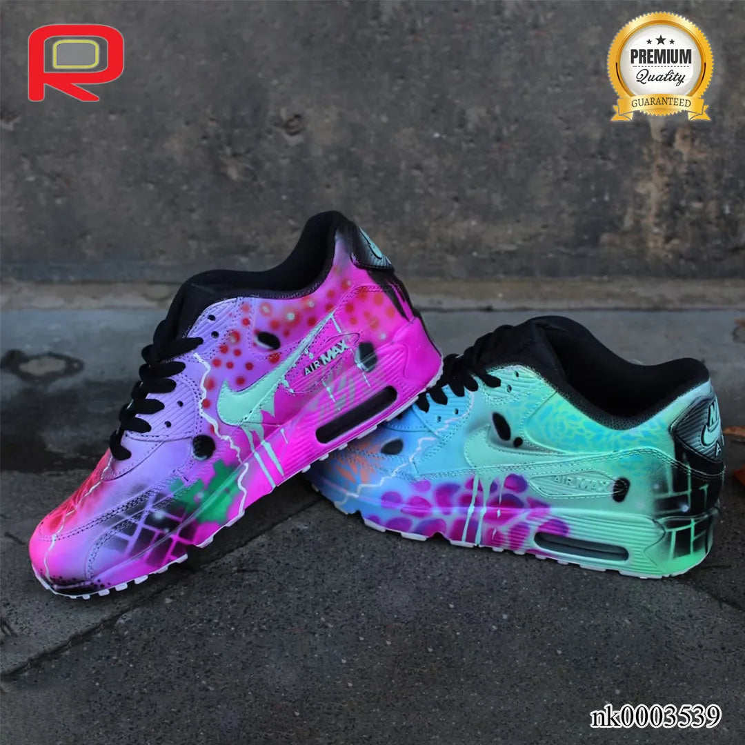AM 90 Graffiti Airbrush " UNIKAT " Custom Shoes Sneakers - nk0003539 image 1