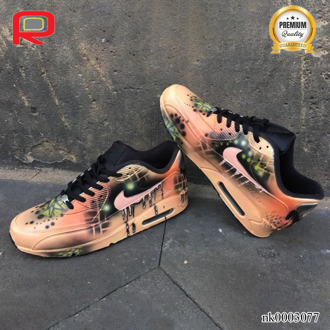 AM 90 Peach Orange Abstract Custom Shoes Sneakers - nk0003077 image 4