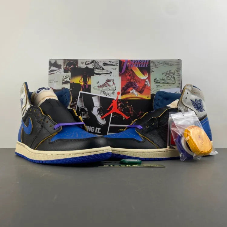 Fragment x Union LA x AJ 1 High OG Sport Royal Shoes Sneakers – nk0004748 image 3