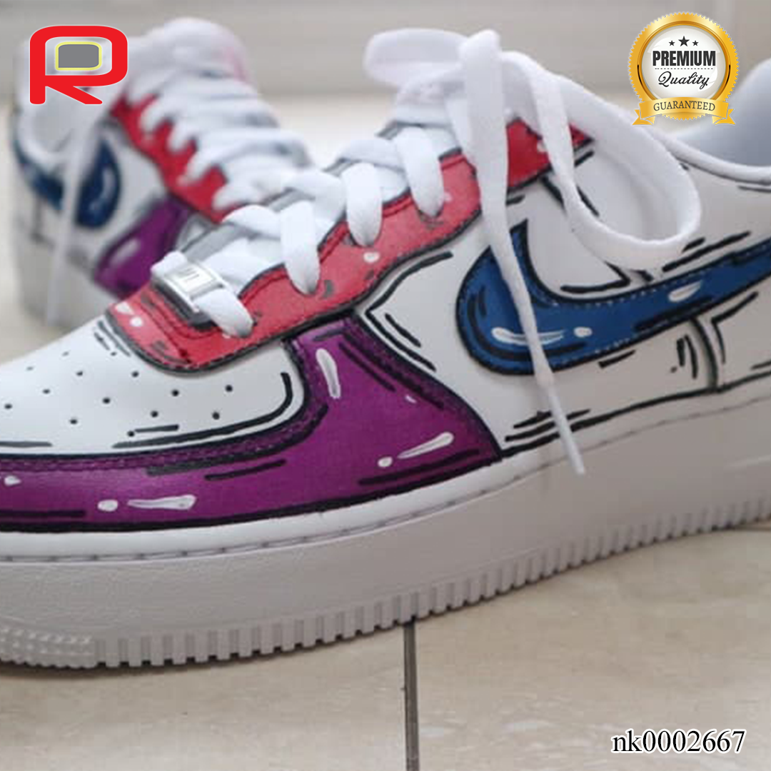 AF 1 Cartoon Red Blue Custom Shoes Sneakers - nk0002667 image 1
