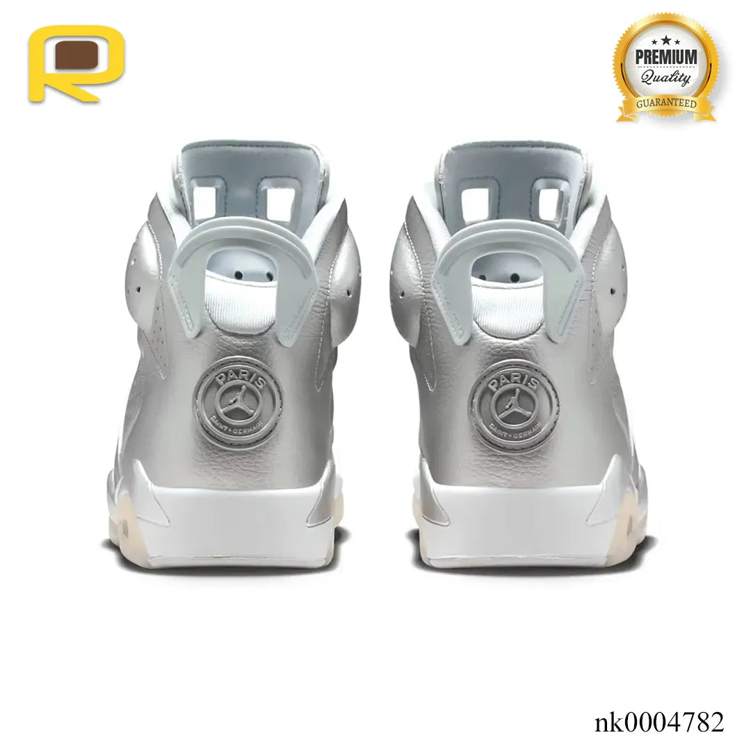 PSG x AJ 6 Metallic Silver Shoes Sneakers - nk0004782 image 4