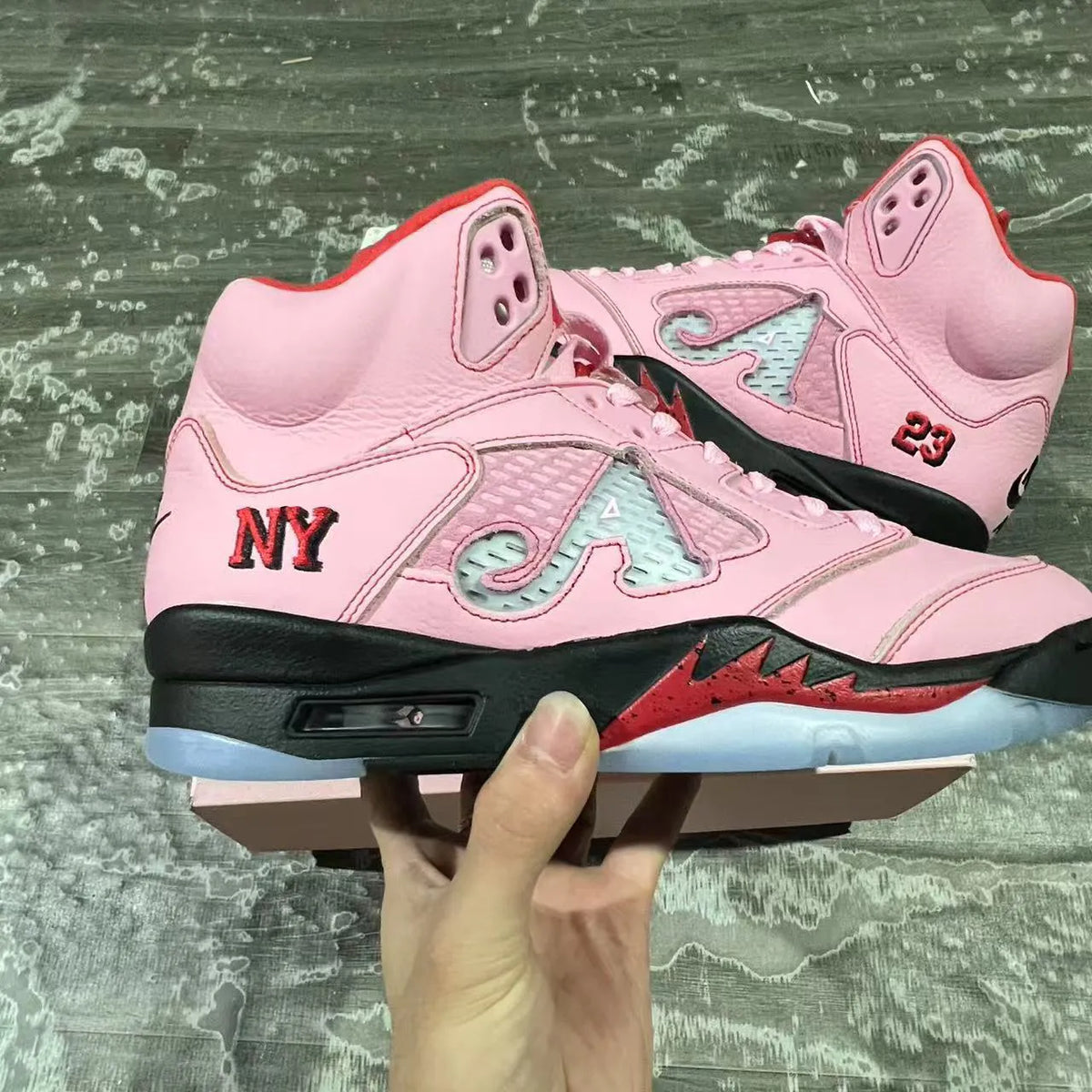 Awake NY x AJ 5 Arctic Pink Shoes Sneakers - nk0004393 image 4