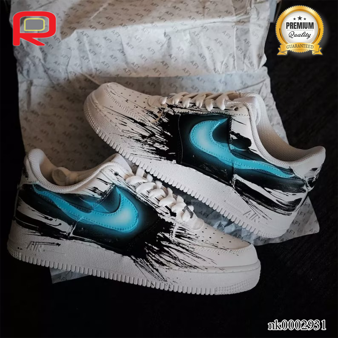 AF 1 Handmade Spray Painting Black Mutant Custom Shoes Sneakers - nk0002931 image 1