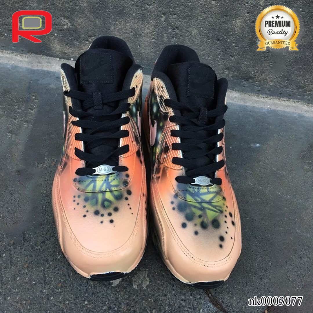 AM 90 Peach Orange Abstract Custom Shoes Sneakers - nk0003077 image 2