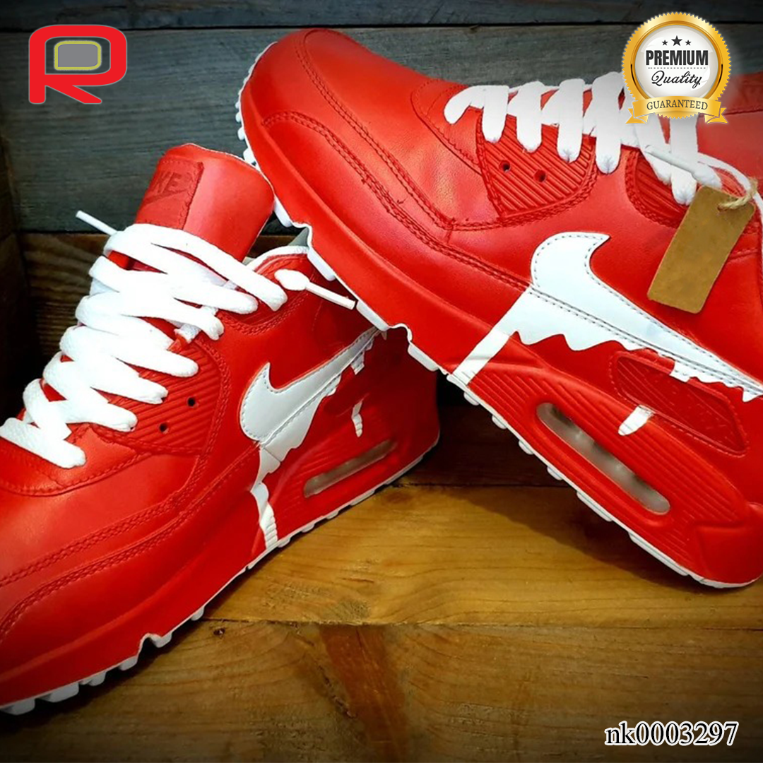 AM 90 Classic Drip-Red Custom Shoes Sneakers - nk0003297 image 1