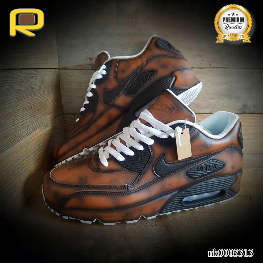 AM 90 Aged Leather Custom Shoes Sneakers - nk0003313 image 0