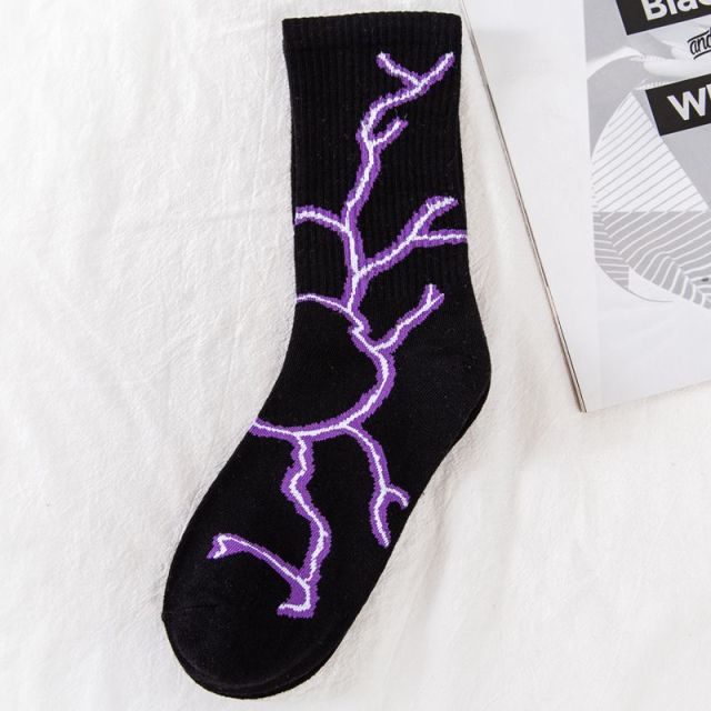 Purple Lightning Basketball Socks Men's - lw1241, 36-44 image