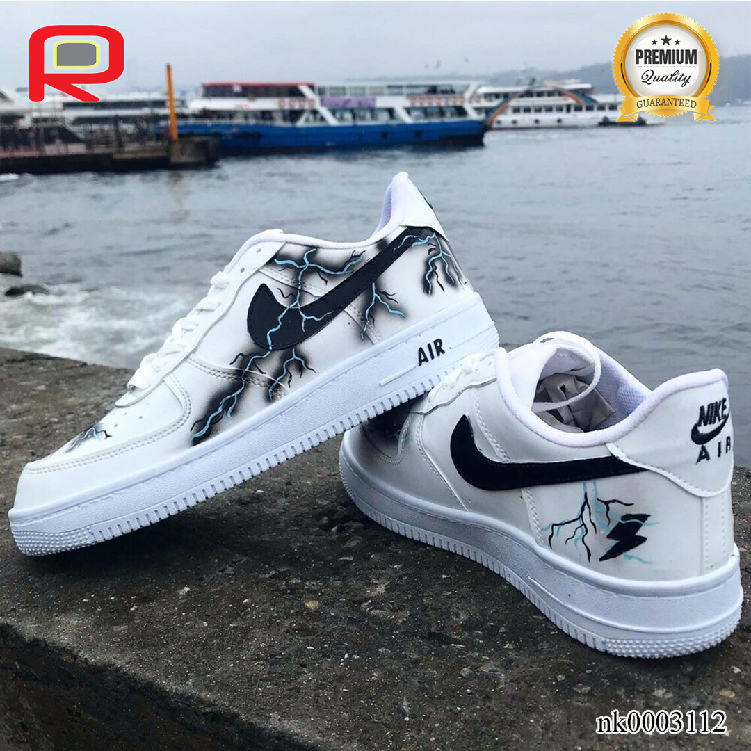 AF 1 Black Lighting Custom Shoes Sneakers - nk0003112 image 5