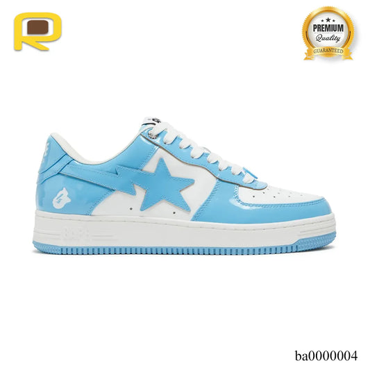 Bape Sta Patent Leather Blue White Shoes Sneakers - ba0000004 image 0