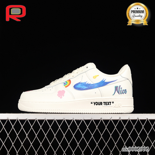 AF 1 Low Nice Beige Pink Blue Custom Shoes Sneakers - nk0002992 image 0