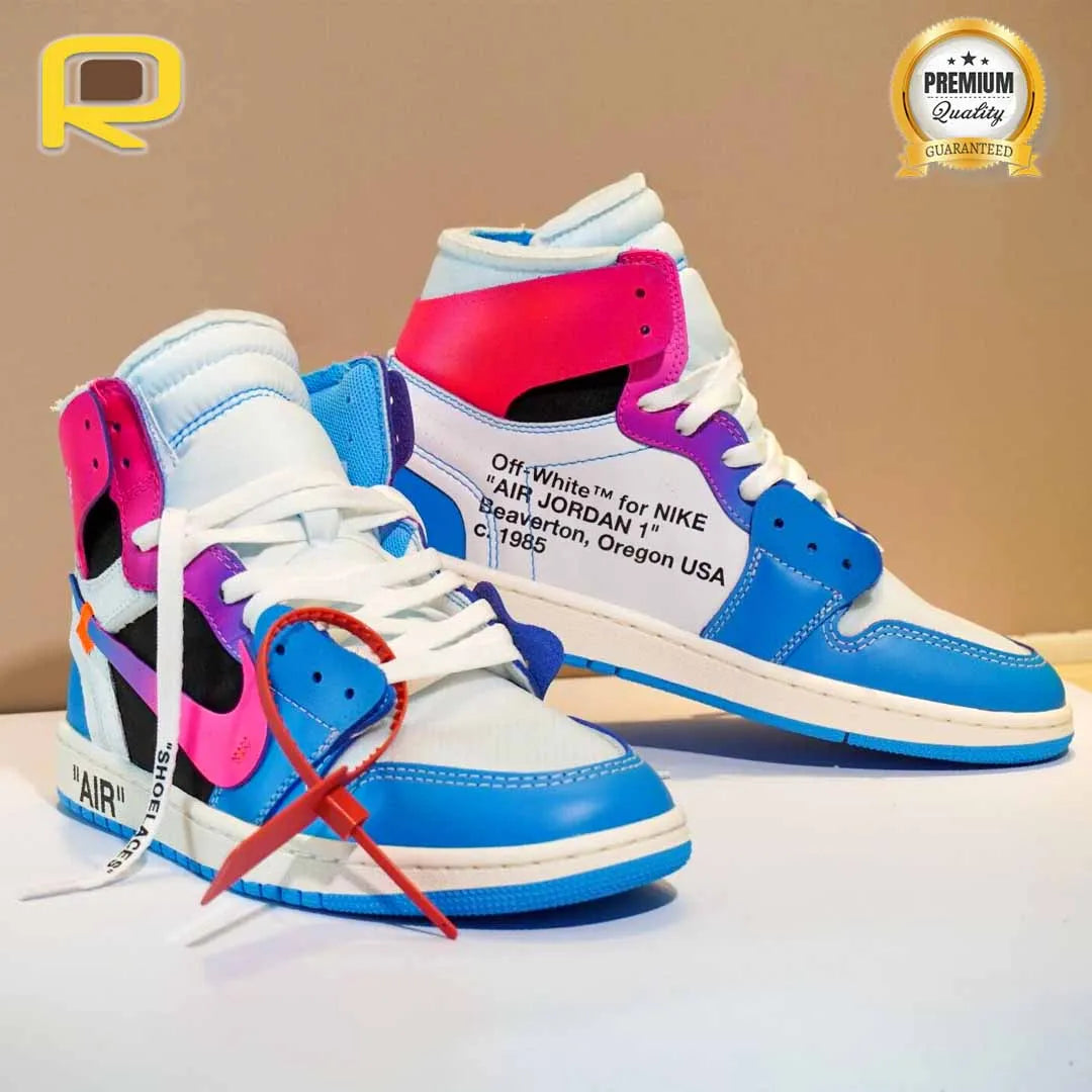 OW x AJ 1 High Miami Vice Custom Shoes Sneakers – nk0003412 image 6
