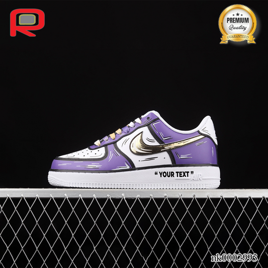 AF 1 07 Low White Purple Metallic Gold Custom Shoes Sneakers - nk0002993 image 0
