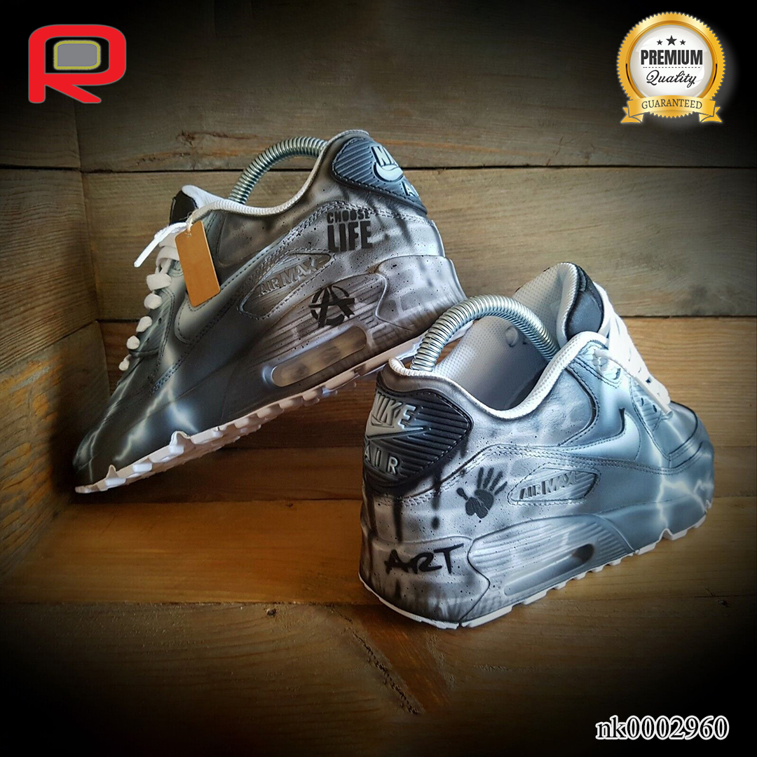 AM 90 Grey Brick Art Custom Shoes Sneakers - nk0002960 image 4