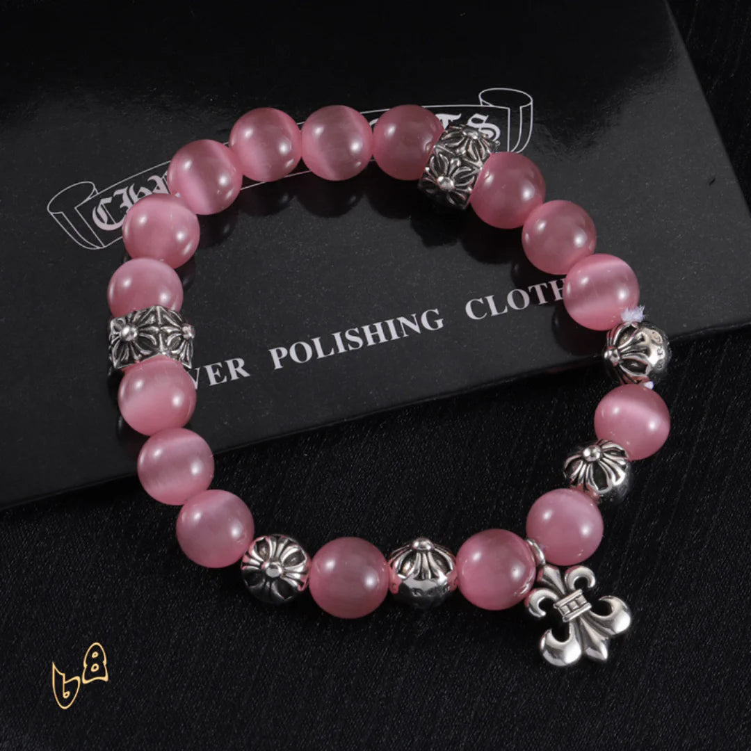 CH Beaded Cross Flower Bracelet - CH0071 - Pink image