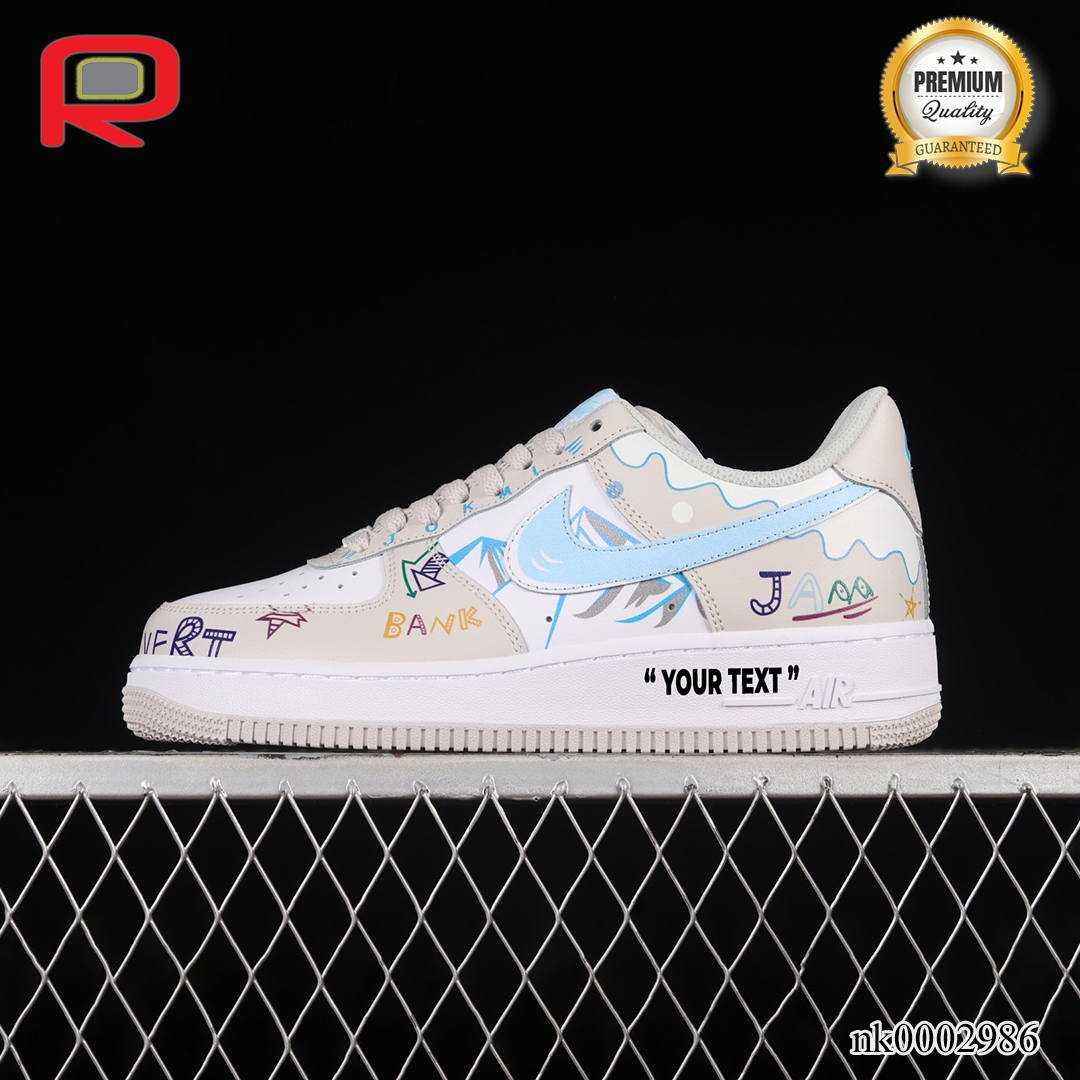 AF 1 07 Low White Light Grey Multi-Color Custom Shoes Sneakers - nk0002986 image 1