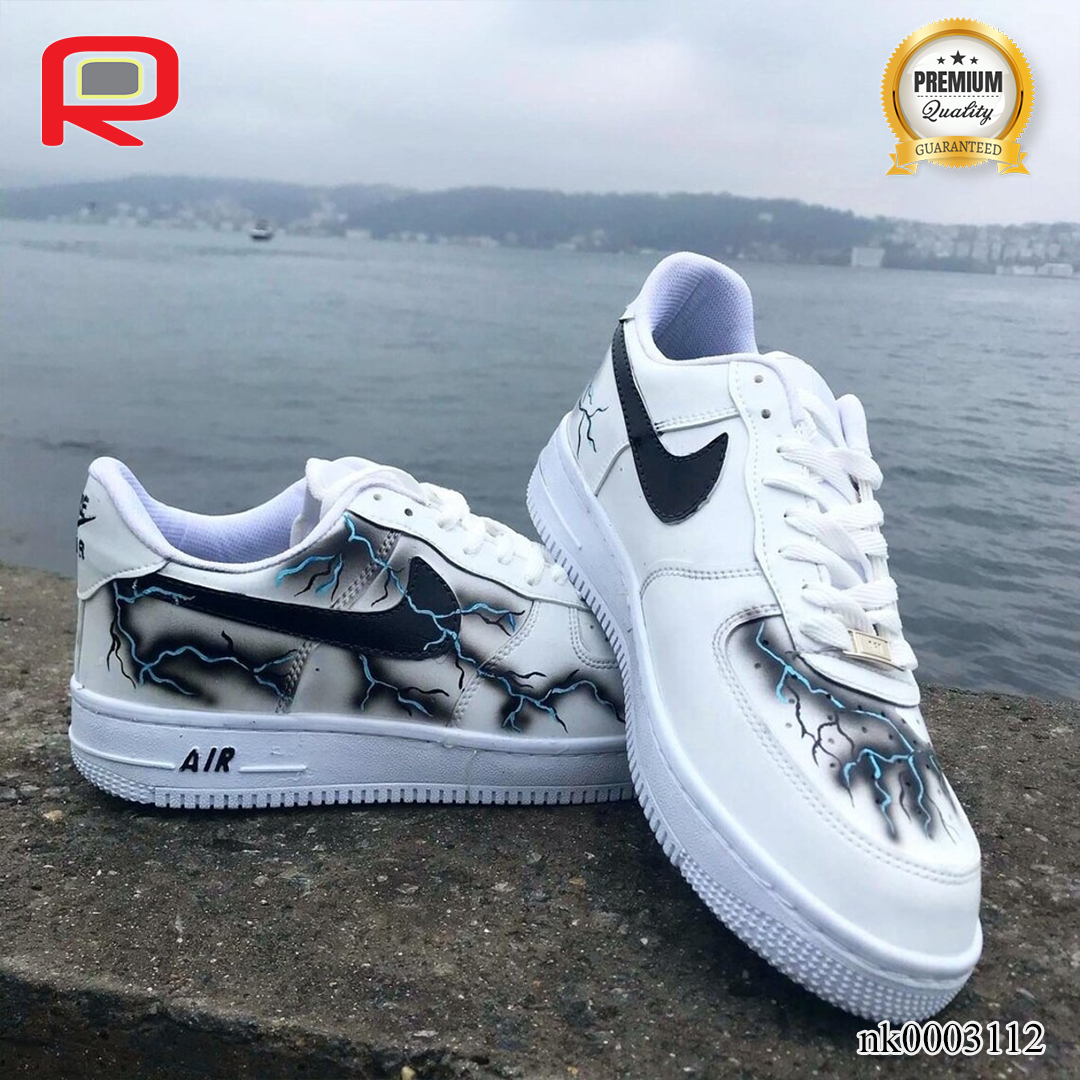 AF 1 Black Lighting Custom Shoes Sneakers - nk0003112 image 4