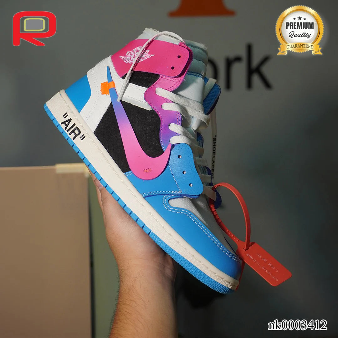 OW x AJ 1 High Miami Vice Custom Shoes Sneakers – nk0003412 image 3