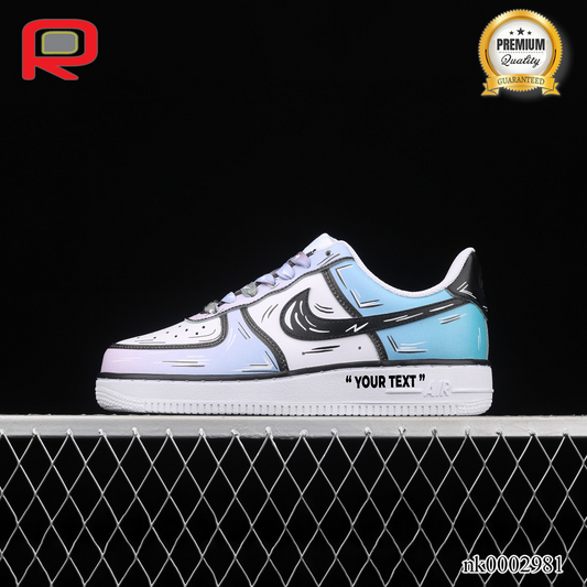 AF 1 Low White Purple Blue Art Custom Shoes Sneakers - nk0002981 image 0