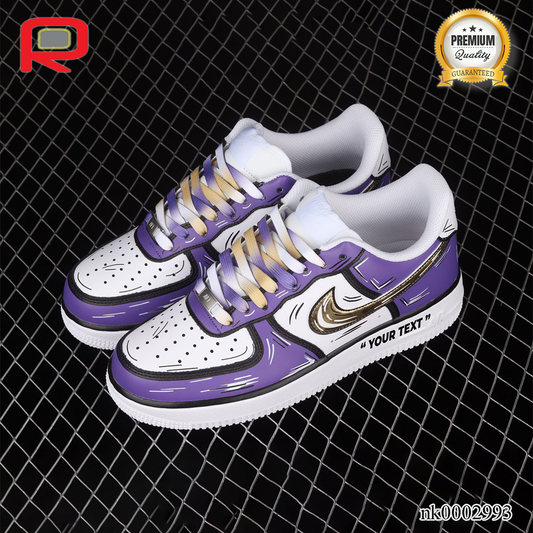 AF 1 07 Low White Purple Metallic Gold Custom Shoes Sneakers - nk0002993 image 2