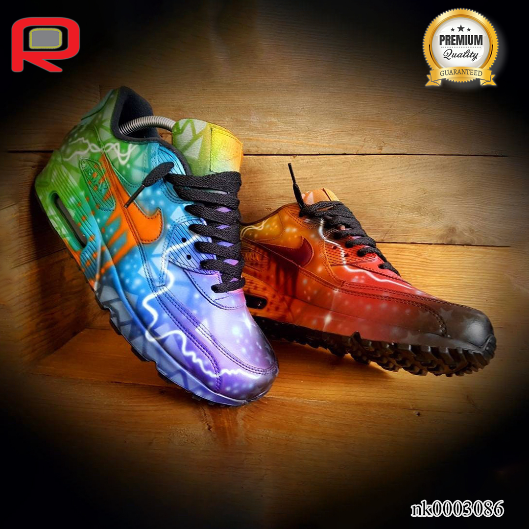 AM 90 Colour Graffiti-Black Custom Shoes Sneakers - nk0003086 image 3
