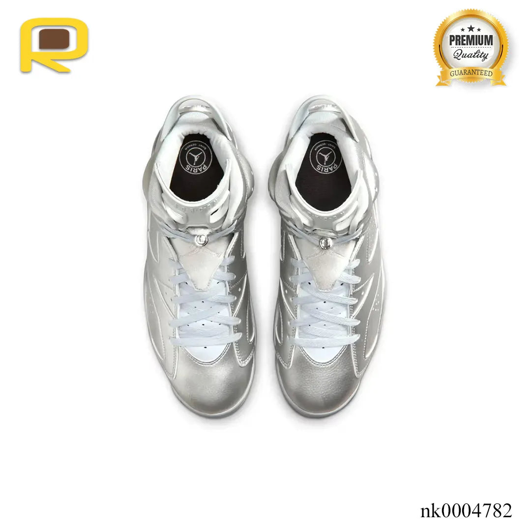 PSG x AJ 6 Metallic Silver Shoes Sneakers - nk0004782 image 3