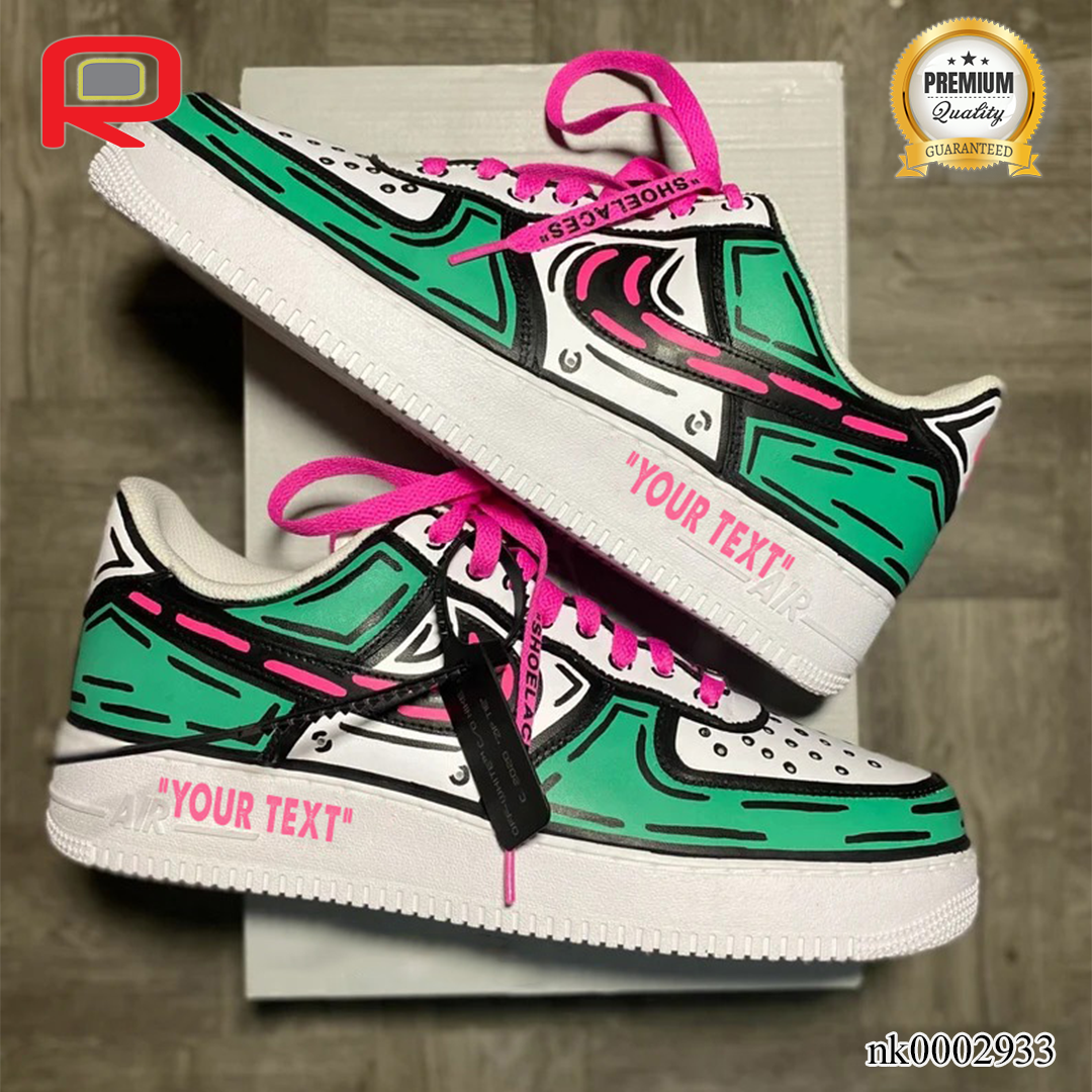 AF 1 Green Cartoon ow Custom Shoes Sneakers - nk0002933 image 0