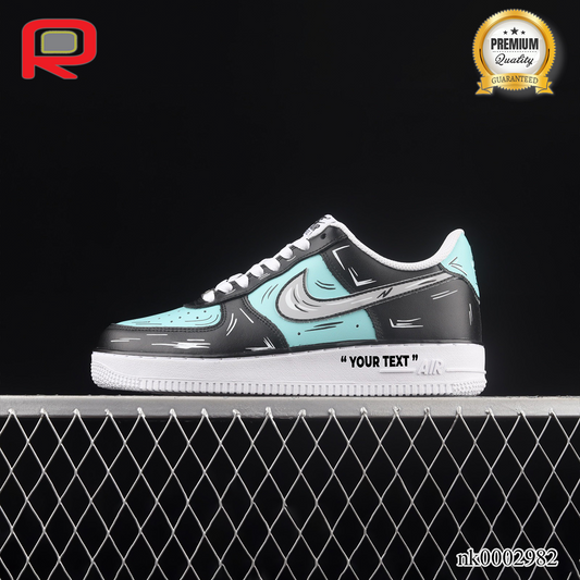 AF 1 07 Low Black White Blue Grey Custom Shoes Sneakers - nk0002982 image 0