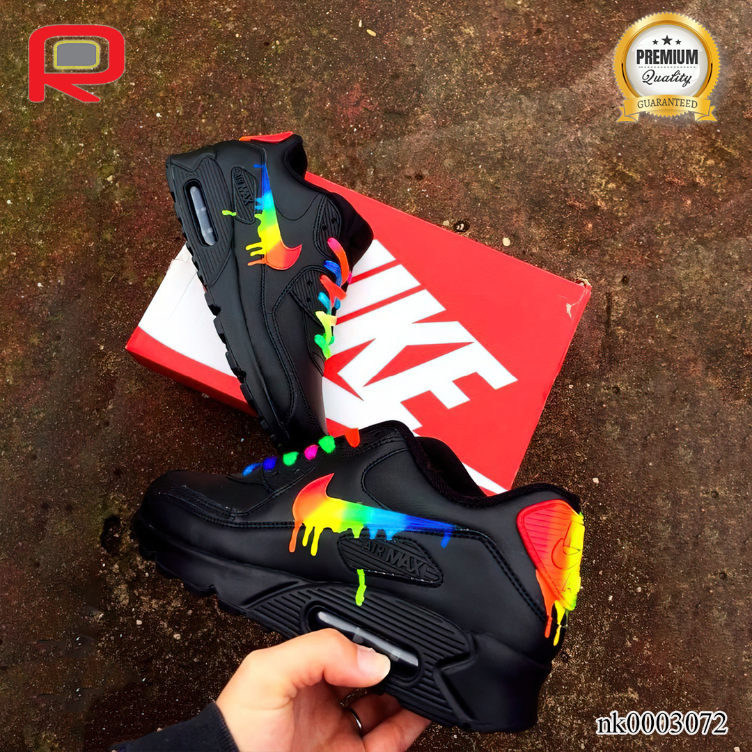 AM 90 Rainbow Drip Custom Shoes Sneakers - nk0003072 image 1
