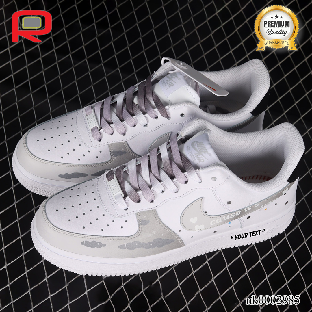 AF 1 07 Low Light Grey White Black Custom Shoes Sneakers - nk0002985 image 2