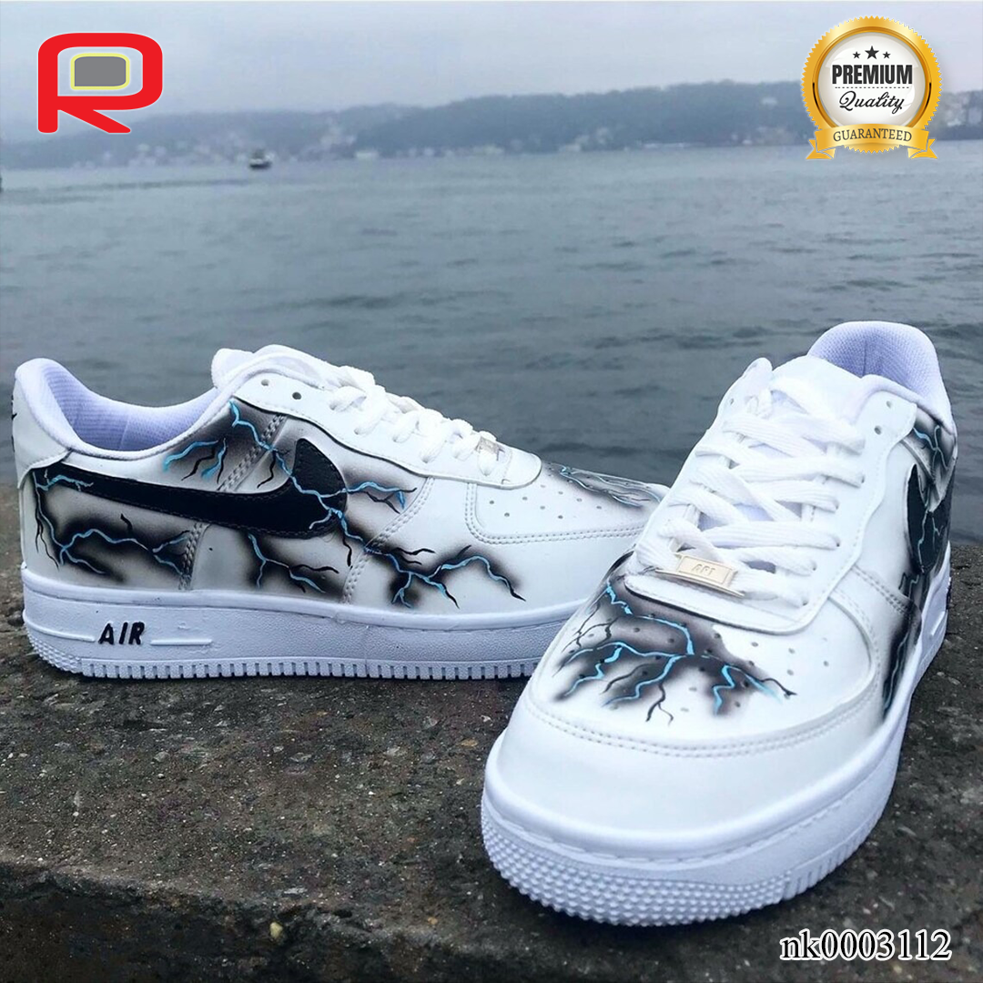 AF 1 Black Lighting Custom Shoes Sneakers - nk0003112 image 2