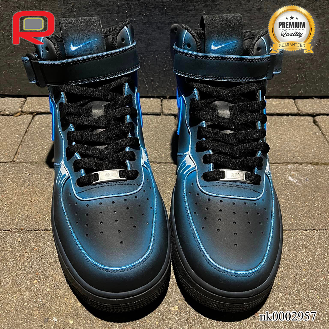 AF 1 High Neon Blue-White Drip Custom Shoes Sneakers - nk0002957 image 3
