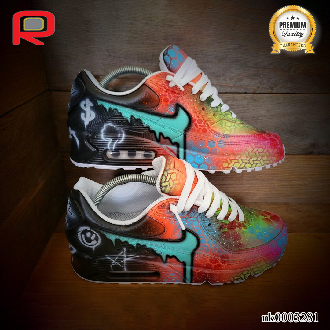 AM 90 Graffiti Drip Custom Shoes Sneakers - nk0003281 image 1