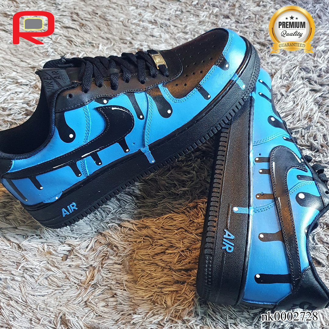 AF 1 Blue Drip Custom Shoes Sneakers - nk0002728 image 1