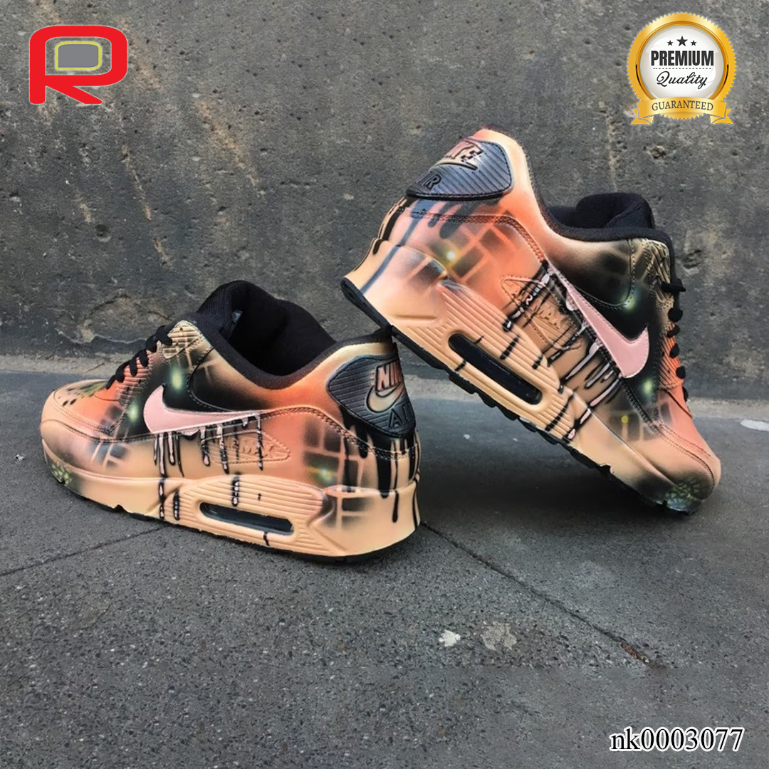 AM 90 Peach Orange Abstract Custom Shoes Sneakers - nk0003077 image 5