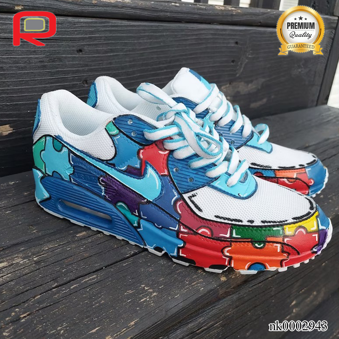 AM 90 "Puzzles" Custom Shoes Sneakers - nk0002943 image 3