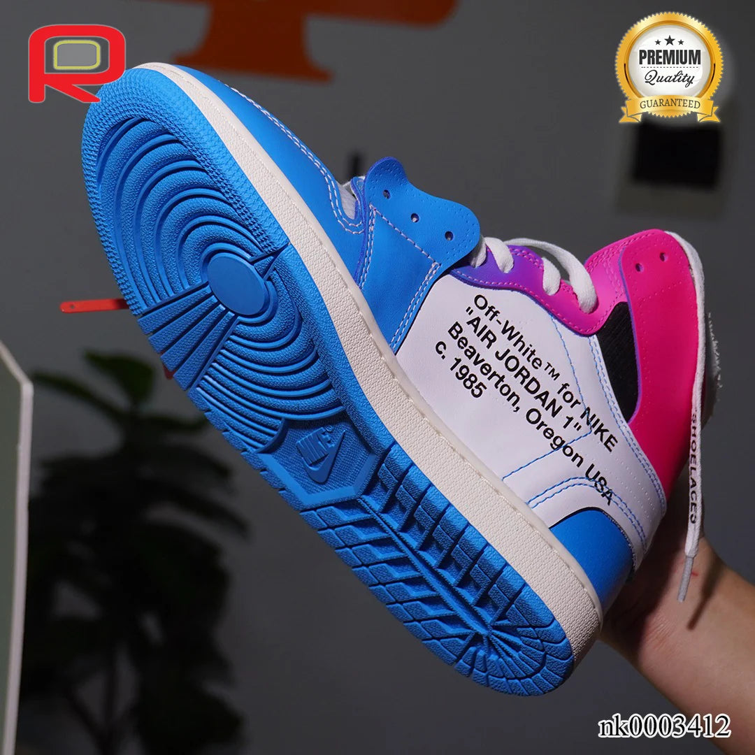 OW x AJ 1 High Miami Vice Custom Shoes Sneakers – nk0003412 image 4
