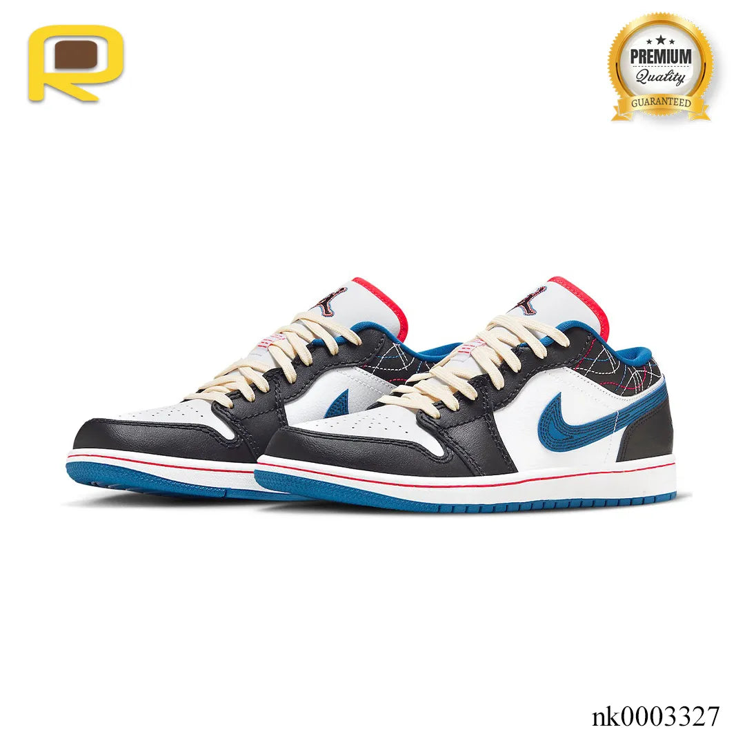 AJ 1 Low SE Black Industrial Blue Shoes Sneakers - nk0003327 image 2
