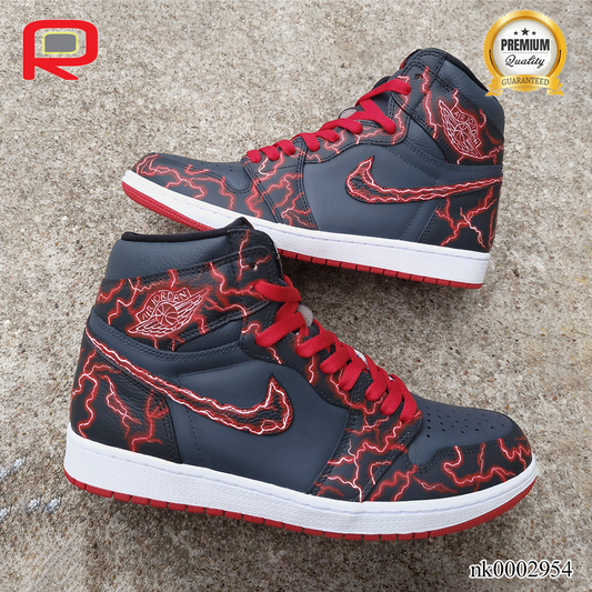 AJ 1 Crimson Thunderstorm Custom Shoes Sneakers - nk0002954 image 0