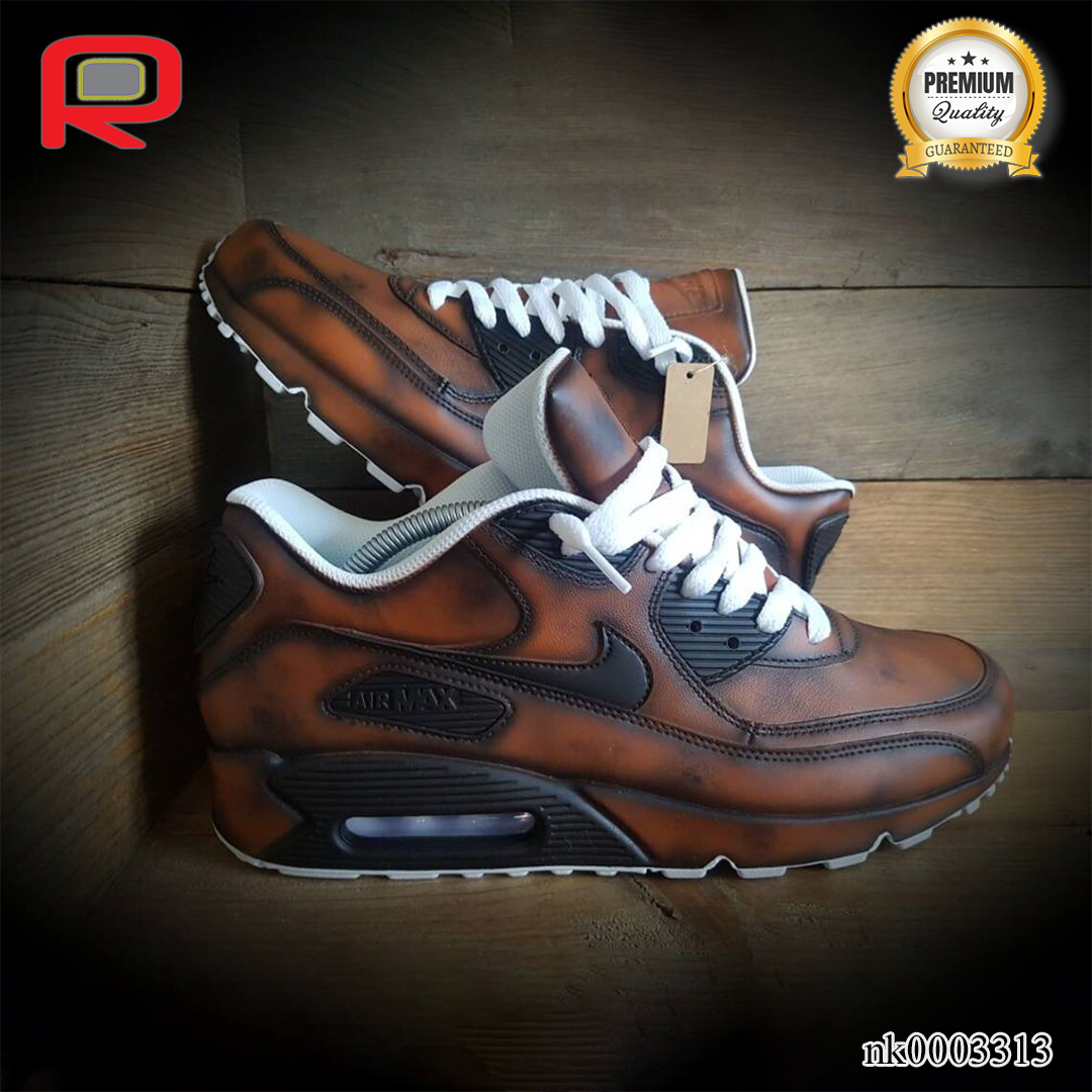AM 90 Aged Leather Custom Shoes Sneakers - nk0003313 image 2