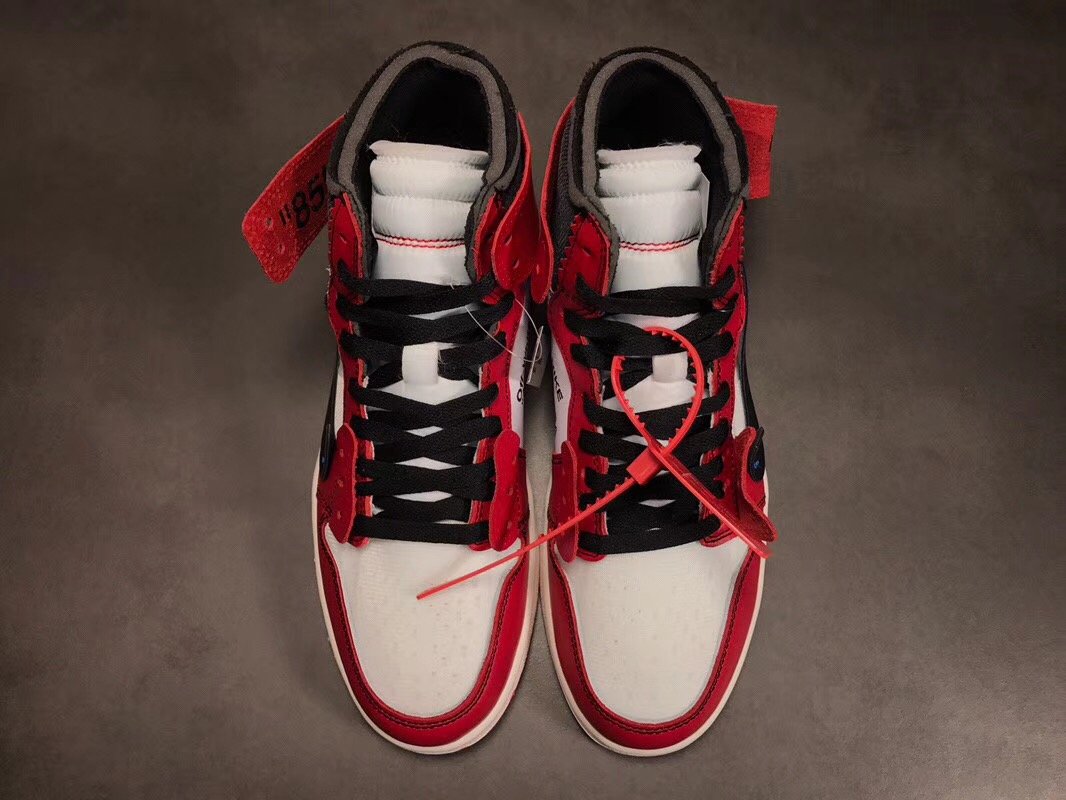 OW x AJ 1 High Chicago Shoes Sneakers – nk000011 image 5