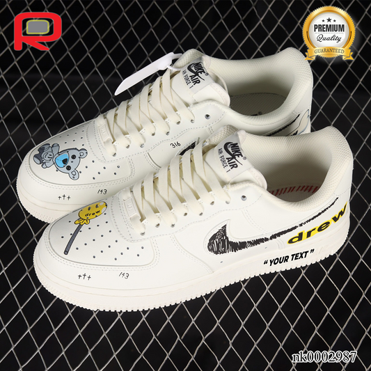 AF 1 07 Low Drew Beige Black Yellow Custom Shoes Sneakers - nk0003006 image 2