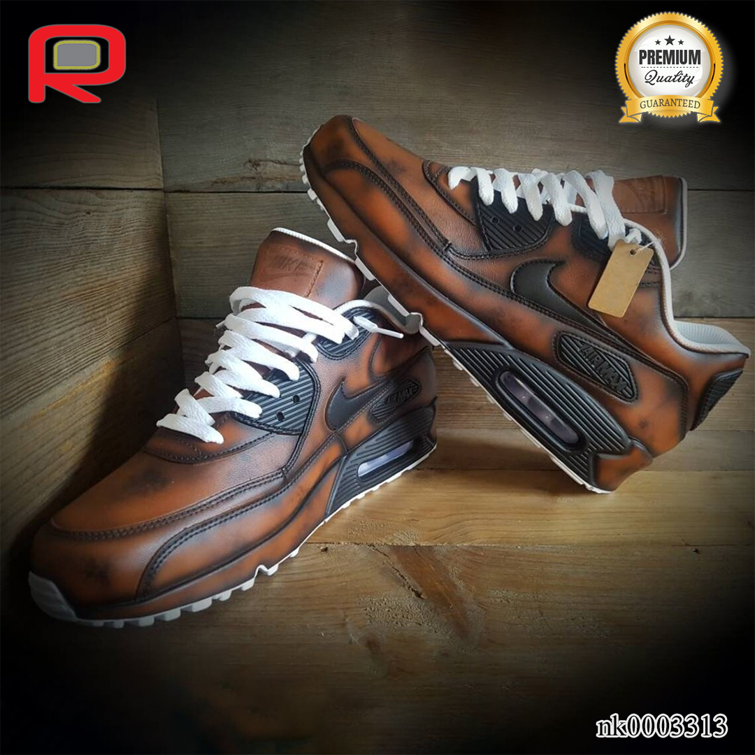 AM 90 Aged Leather Custom Shoes Sneakers - nk0003313 image 3