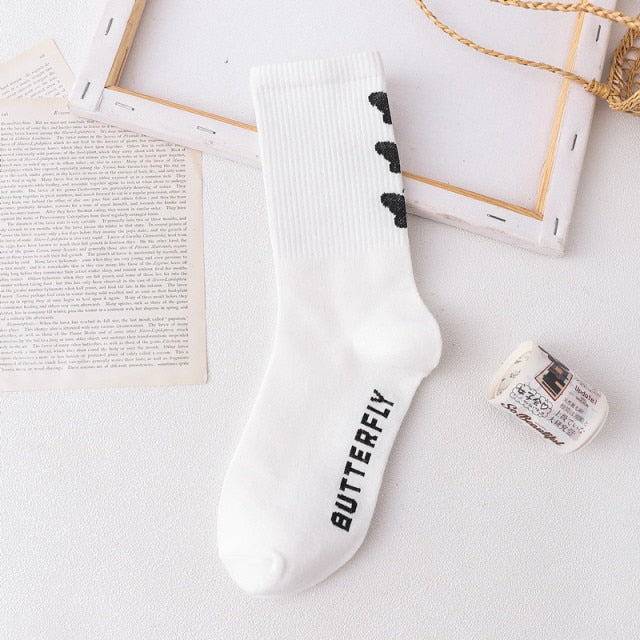 Men Socks Cotton Cartoon Pattern - white 3 butterfly image